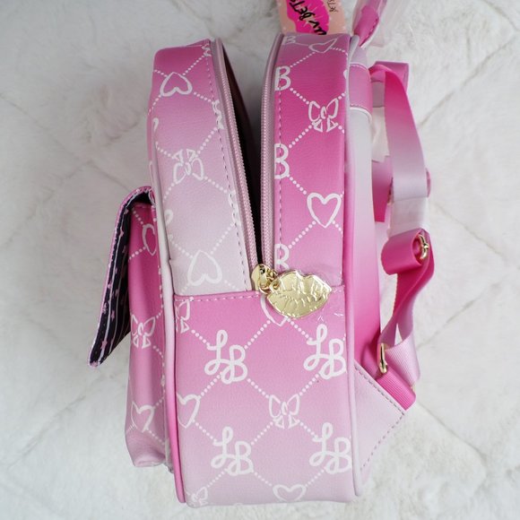 Luv Betsey Pink White Ombre Logo, Small Adult Backpack with Front Pocket Stylish main image 5